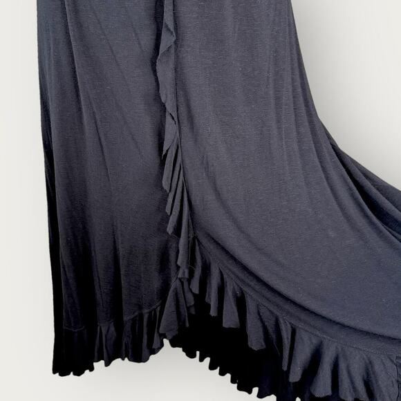 Venezia Milano Vintage Ruffled High Low Hem Stretchy Midi Skirt  Size XL Black - Picture 6 of 11